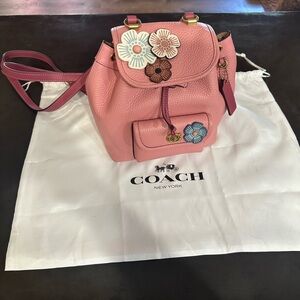 Coach Riya backpack w/ tea rose flowers